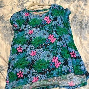 Lilly Pulitzer Floral Top - Blue and Green